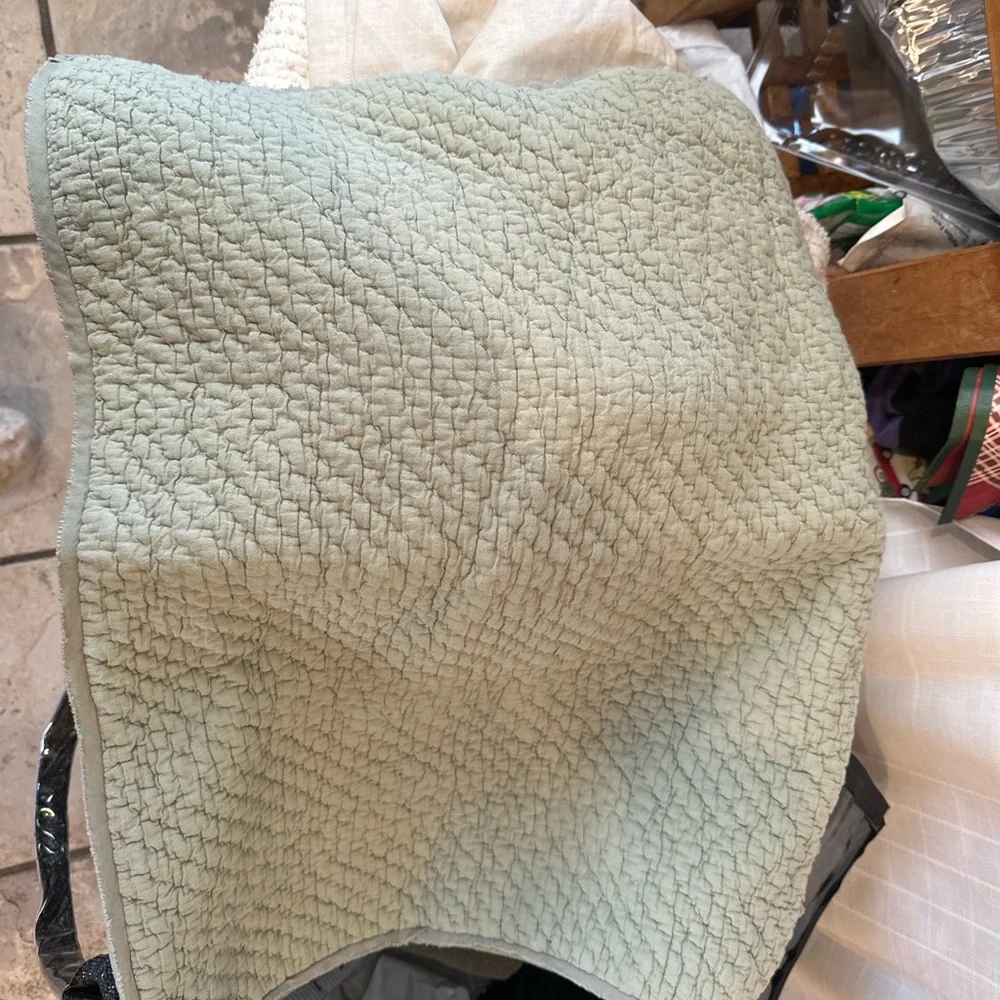 West Elm Quilted Standard Pillow Sham 20x26 Sage Green